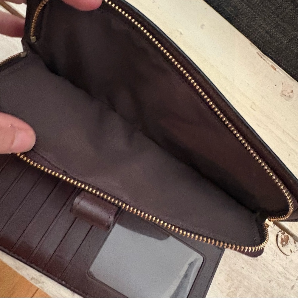 COACH Continental Wallet in Refined Leather with Oxblood Gold Accents - Picture 8 of 15